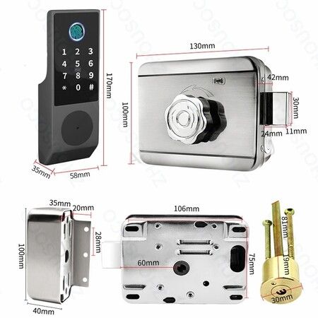 Tuya Wifi Smart Door Lock Fingerprint Card Password Key Outdoor Electronic Gate Lock Home Security