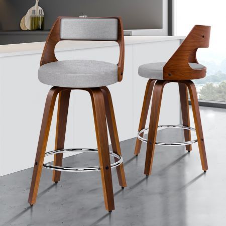 ALFORDSON 2x Wooden Bar Stools Eden Kitchen Barstools Swivel Dining Chair LIGHT GREY