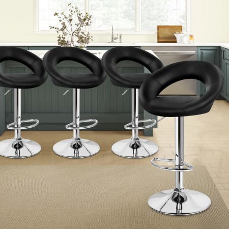 ALFORDSON 4x Bar Stools Ovadia Kitchen Swivel Chair Leather Gas Lift BLACK