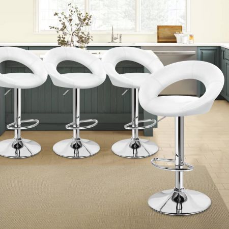 ALFORDSON 4x Bar Stools Ovadia Kitchen Swivel Chair Leather Gas Lift White