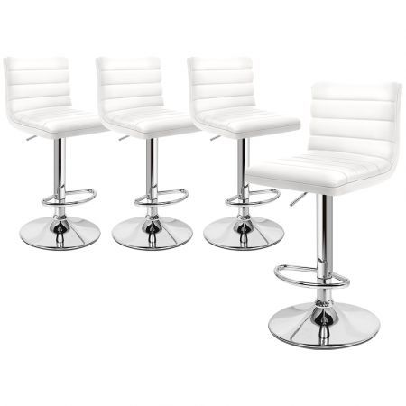 ALFORDSON 4x Bar Stools Ruel Kitchen Swivel Chair Leather Gas Lift WHITE