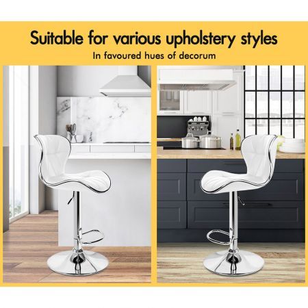 ALFORDSON 4x Bar Stools Luna Kitchen Swivel chair Leather Gas lift WHITE