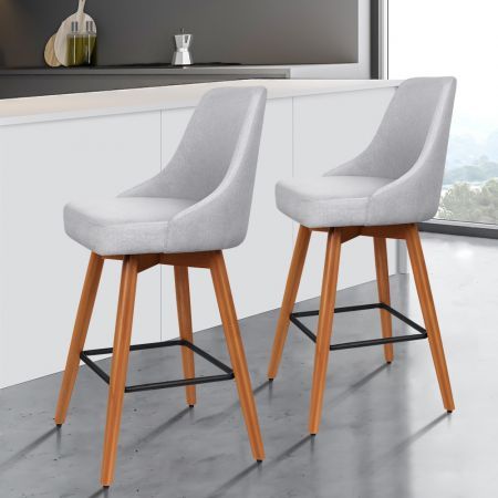 ALFORDSON 4x Wooden Bar Stools Ella Kitchen Dining Chair Swivel LIGHT GREY