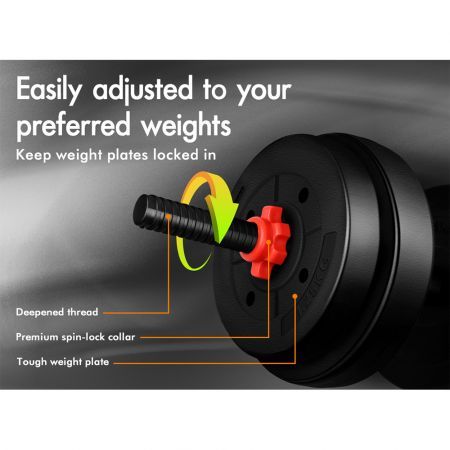 BLACK LORD 20kg Dumbbell Set 4in1 Adjustable Barbell Weight Home Gym Fitness