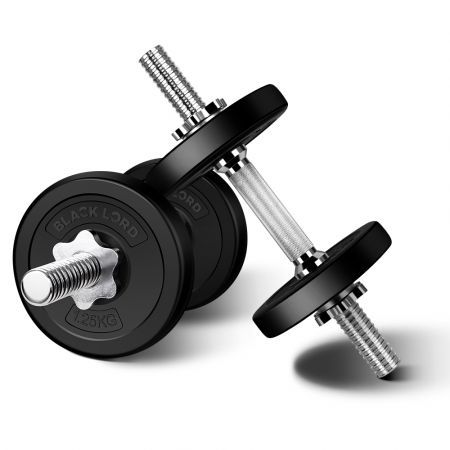 BLACK LORD 10KG Adjustable Dumbbell Set Rubber Weight Plates Lifting Bench