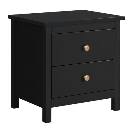 ALFORDSON Bedside Table Hamptons Nightstand Storage Side End 2 Drawers Black