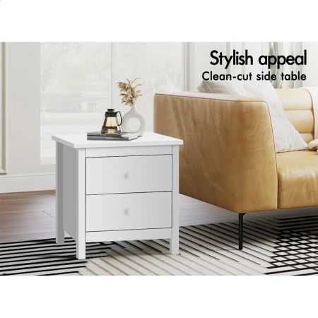 ALFORDSON Bedside Table Hamptons Nightstand Storage Side End 2 Drawers White