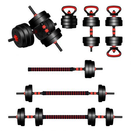 BLACK LORD 20kg Dumbbell Set 7in1 Adjustable Barbell Kettlebell Home Gym Fitness