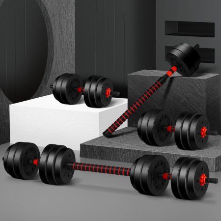 BLACK LORD 40kg Dumbbell Set 4in1 Adjustable Barbell Weight Home Gym Fitness