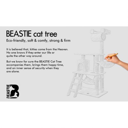 Beastie Cat Tree Scratching Post Scratcher Tower Condo House Furniture Wood 140