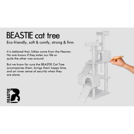 Beastie Cat Tree Scratching Post Scratcher Tower Condo House Furniture Wood 180