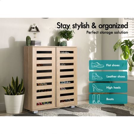 ALFORDSON Shoe Cabinet Organiser Storage Rack Drawer Shelf 21 Pairs Wood