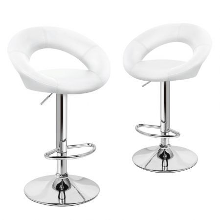 ALFORDSON 2x Bar Stools Ovadia Kitchen Swivel Chair Leather Gas Lift White