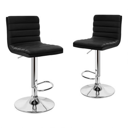 ALFORDSON 2x Bar Stools Ruel Kitchen Swivel Chair Leather Gas Lift BLACK