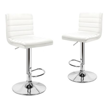 ALFORDSON 2x Bar Stools Ruel Kitchen Swivel Chair Leather Gas Lift WHITE