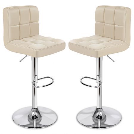 ALFORDSON 2x Bar Stools Ralph Kitchen Swivel Chair Leather Gas Lift BEIGE