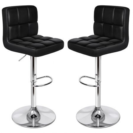 ALFORDSON 2x Bar Stools Ralph Kitchen Swivel Chair Leather Gas Lift BLACK