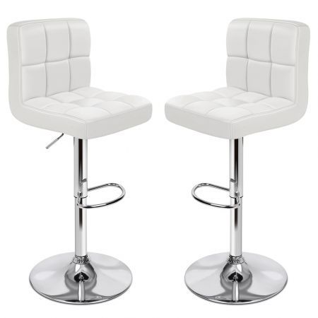 ALFORDSON 2x Bar Stools Ralph Kitchen Swivel Chair Leather Gas Lift WHITE