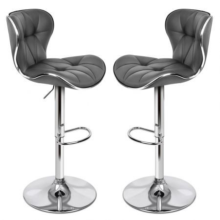 ALFORDSON 2x Bar Stools Luna Kitchen Swivel Chair Leather Gas Lift GREY