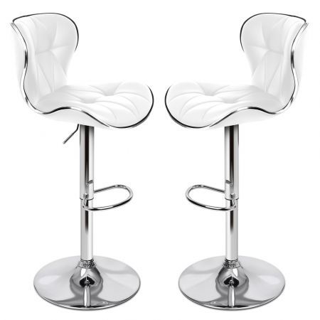 ALFORDSON 2x Bar Stools Luna Kitchen Swivel chair Leather Gas lift WHITE