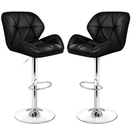 ALFORDSON 2x Bar Stools Willa Kitchen Gas Lift Swivel Chair Leather BLACK