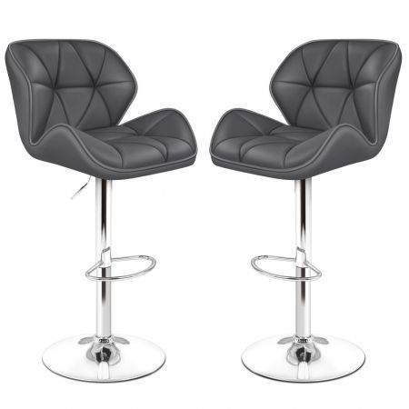 ALFORDSON 2x Bar Stools Willa Kitchen Gas Lift Swivel Chair Leather GREY