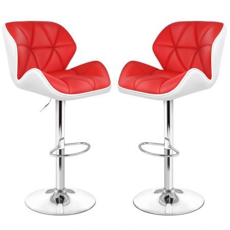 ALFORDSON 2x Bar Stools Willa Kitchen Gas Lift Swivel Chair Leather RED