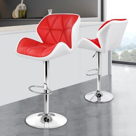 ALFORDSON 2x Bar Stools Willa Kitchen Gas Lift Swivel Chair Leather RED