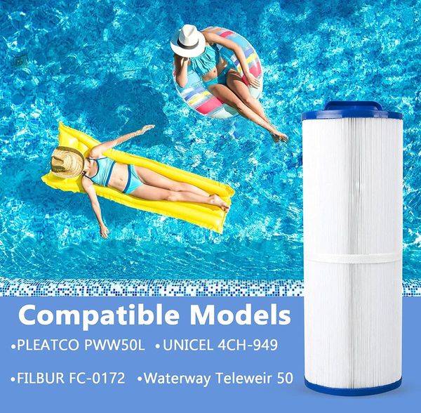 4CH-949 Spa Filter for Compatible with Pleatco PWW50L Unicel 4CH-949 Filbur FC-0172 FC0172 SD-01143 Waterway 817-4050 Rising Dragon 50, Pool Hot Tub Filter Cartridge