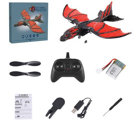 2023 Remote Control Aircraft Dinosaur Fire Dragon Pterosaur With Fixed Wing RC Gliding Animal Model EPP Foam Boy Toy Gift Dual Battery