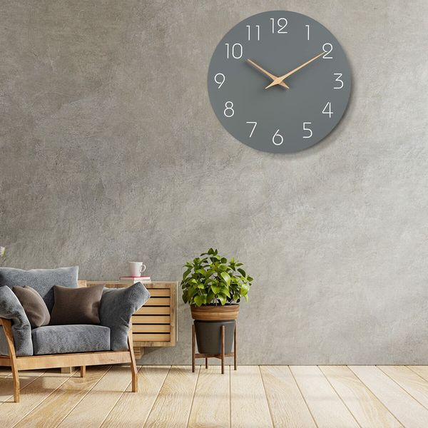 Wall Clock,Silent Non-Ticking 10 Inch Wall Clocks Battery Operated,Modern Style Wooden Clock Decorative for Kitchen,Home,Bedrooms,Office (10Inch Grey)