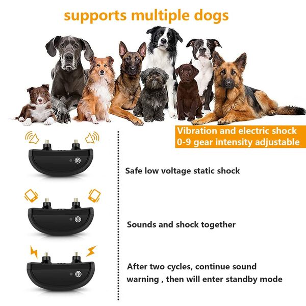 2 in 1 Pet Dog Electric Fence System Rechargeable Waterproof Receiver Adjustable Dog Training Collar Electric Fence Containment System For Two Dog