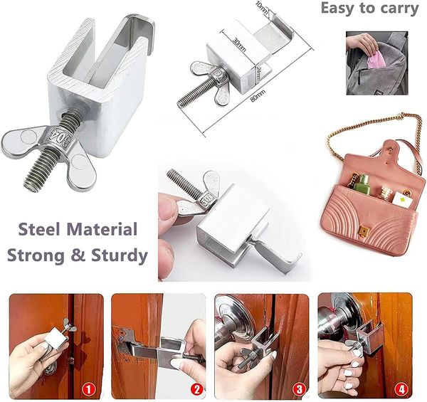 Portable Door Lock Home Security Door Locker Devices for Additional Safety Travel Lockdown Locks,Protect Family Security in Traveling