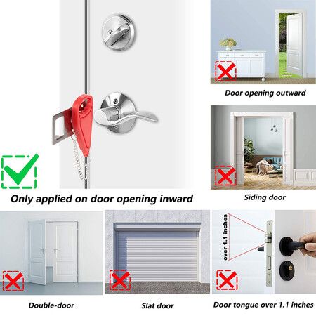 Portable Door Lock Home Security Door Locker Travel Lockdown Locks for Additional Safety and Privacy Perfect for Traveling Hotel Home Apartment