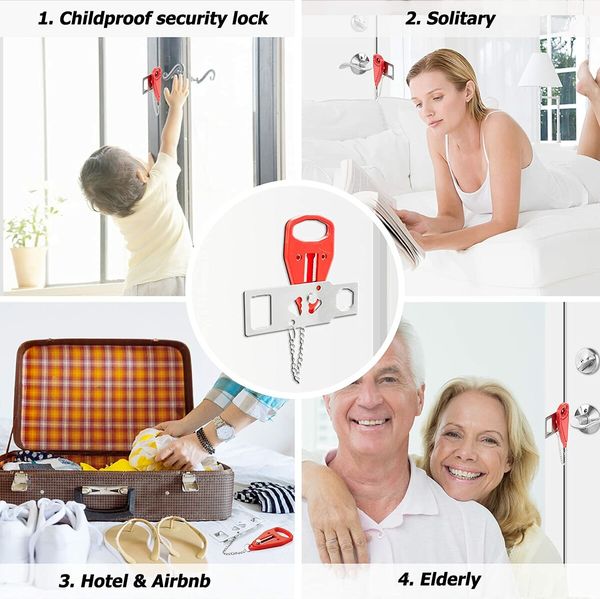 Portable Door Lock Home Security Door Locker Travel Lockdown Locks for Additional Safety and Privacy Perfect for Traveling Hotel Home Apartment