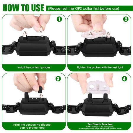 GPS Wireless Dog Fence Outdoor Help Training Behavior Aids Pet Fencing Device Dog Bark Collar Electric Shock 1000m Range Color Black