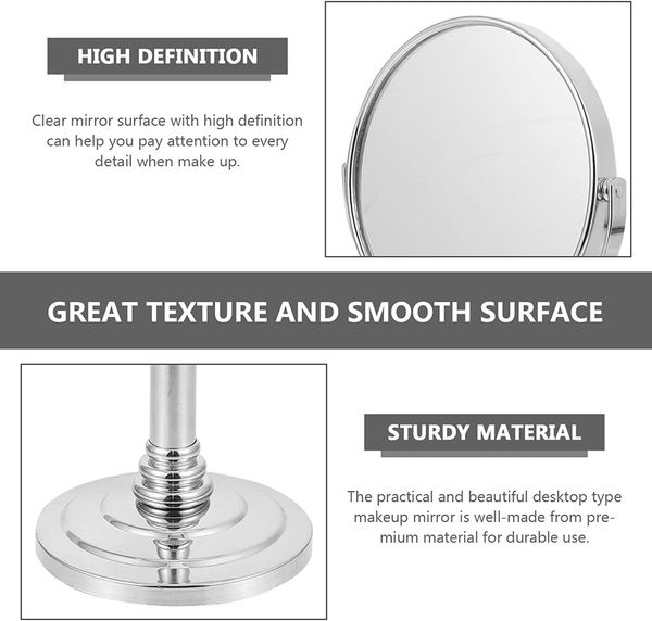 10X Megnifigation Tabletop Vanity Mirror Metal Rotating Mirror for Desk Dresser Beauty Cosmetic