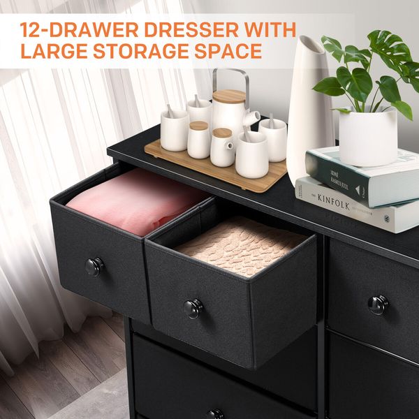 Dresser TV Unit Stand Storage Table Chest of 12 Drawers Bedroom Living Room Hallway Furniture Organizer Clothes Organiser