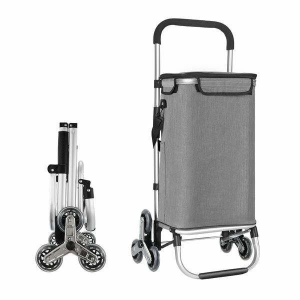 Shopping Trolley Cart Wheeled Bag Storage Trolly Foldable Grocery Market Utility Granny Stair Climbing Wheels Aluminium 45kg