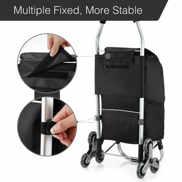 Shopping Trolley Cart Trolly Wheeled Storage Bag Grocery Market Foldable Utility Granny Stair Climbing Wheels Aluminium 45L