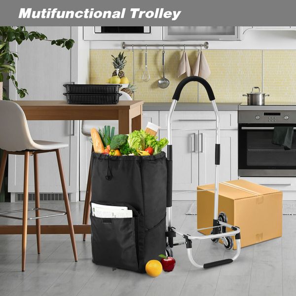 Shopping Trolley Cart Trolly Wheeled Storage Bag Grocery Market Foldable Utility Granny Stair Climbing Wheels Aluminium 45L