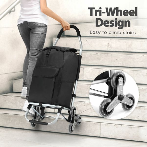 Shopping Trolley Cart Trolly Wheeled Storage Bag Grocery Market Foldable Utility Granny Stair Climbing Wheels Aluminium 45L