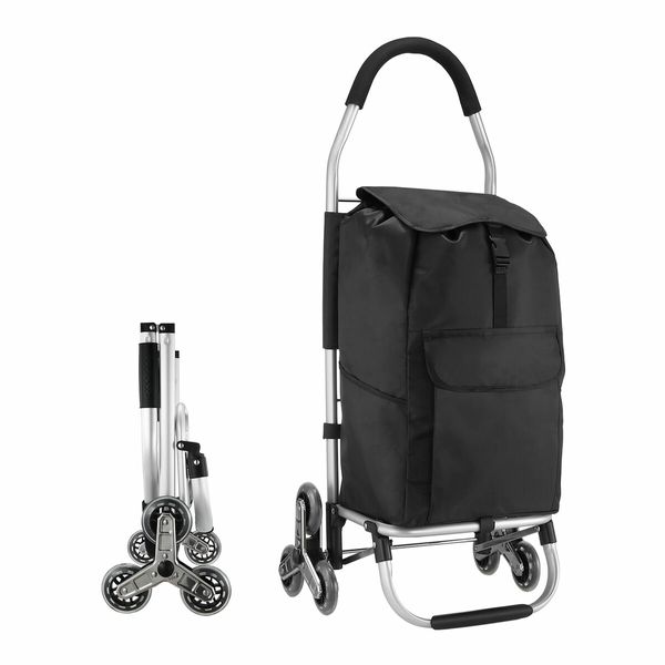 Shopping Trolley Cart Trolly Wheeled Storage Bag Grocery Market Foldable Utility Granny Stair Climbing Wheels Aluminium 45L