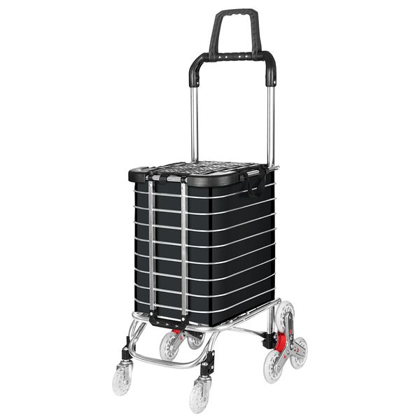 Shopping Cart Trolley Trolly Wheeled Bag Grocery Storage Foldable Market Utility Granny Stair Climbing Wheels Aluminium 50kg