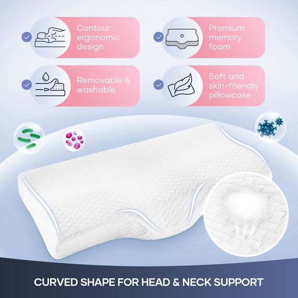 Luxdream Memory Foam Pillow Neck Support Shoulder  Ergonomic Rebound Cushion Soft Side Sleeper Comfortable White