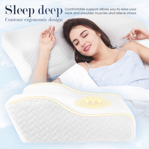 Luxdream Memory Foam Pillow Neck Support Shoulder  Ergonomic Rebound Cushion Soft Side Sleeper Comfortable White