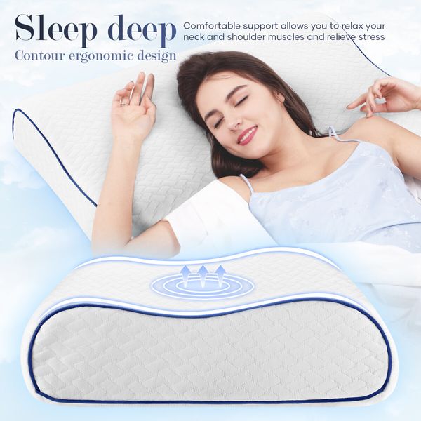 Luxdream Cervical Pillow Contour Neck Memory Foam Ergonomic Soft High Resilience Side Back Stomach Sleeper