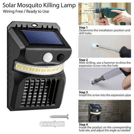 Solar Mosquito Zapper Outdoor, Bug Zapper Outdoor Electric, Insect Fly Traps with Motion Sensor Lights, Wall Lamp for Outdoor Garden Yard