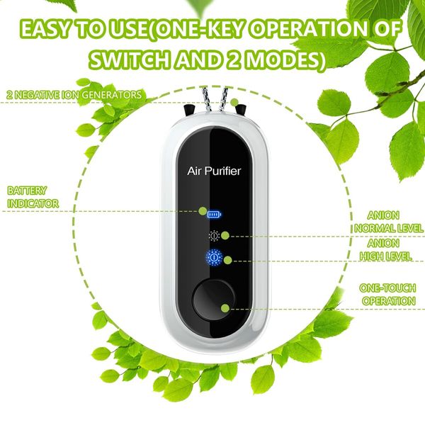 Personal Air Purifier,Air Purifier Necklace Around The Neck Home Travel Ionizer for Adults and Kids