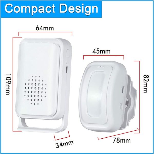 Motion Sensor Doorbell for Business Store Entry Alert Welcome Buzzer Monitor Alarm (2 Sensor and 1 Receiver)